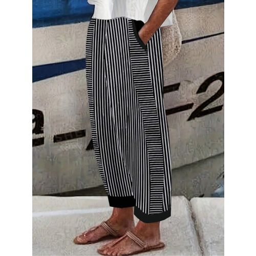 Plus Size Striped Casual Pants