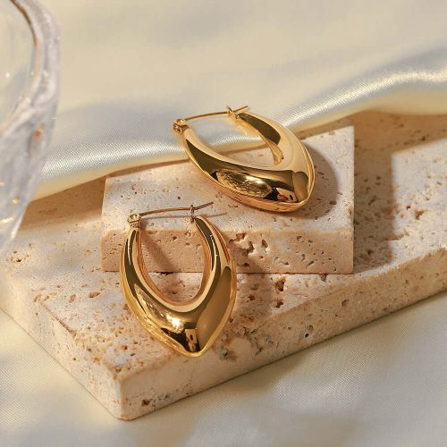 18K Gold Plated Curve Hoop French Earrings | JDEH290