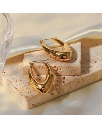 18K Gold Plated Curve Hoop French Earrings | JDEH290